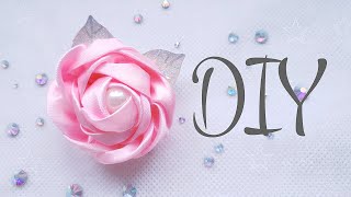 DIY: заколка с розой из атласной ленты своими руками | канзаши | hair clip with satin ribbon rose