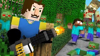 Monster School: HELLO NEIGHBOR ZOMBIE APOCALYPSE ATTACK - Minecraft Animation