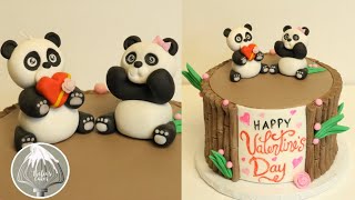 Valentine’s Day Panda bear Cake| Panda cake topper | Thalias Cakes
