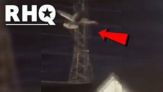 (VIDEO) Airplane Suspended In Power Lines For Hours