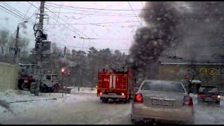 01.12.2012 Сгорел троллейбус в депо г. Челябинска