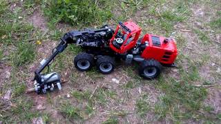 Lego technic remote controlled forest harvester.