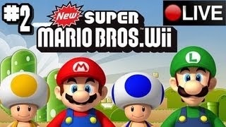 New Super Mario Bros Wii Let's Play - Playthrough Part 2 LIVESTREAM