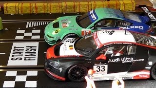Audi R8 vs Porsche GT3 - One Battle - 25 Runden - Carrera Bahn Digital Slot 1:24