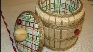 Как сделать бочонок из прищепок/ Barrel of clothespins