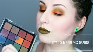 VISEART DARK MATTES - DAY 1: OLIVE GREEN & ORANGE | 1 PALETTE FOR A WEEK