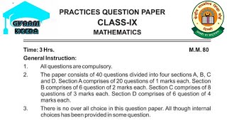 CLASS IX MATHS FINAL SAMPLE PAPER 2020 |CLASS IX SUPPORTING MATERIAL PRACTICE SET 2|