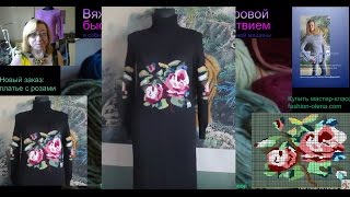 Вязание с Аленой Никифоровой. Платье с розами - перед на машинке до узора