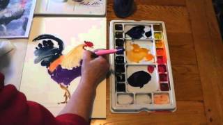 Watercolour Rooster With Marilyn Allis
