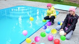 BALLOONS SURPRISE CANDY Challenge in POOL, Бассейн челлендж ШАРИКИ С КОНФЕТАМИ, бассейн с шариками