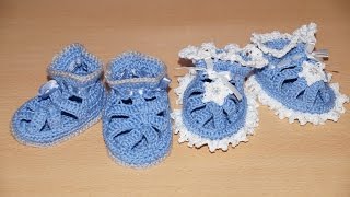 Вязание пинеток крючком  - шаг 2 /////   Crochet knitting bootees - Step 2 - knitting straps