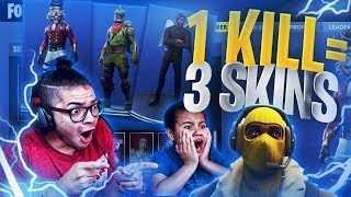1 KILL = 3 FREE SKINS FOR MY 9 YEAR OLD LITTLE BROTHER! 9 YEAR OLD PLAYS SOLO FORTNITE BATTLE ROYALE