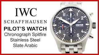 ▶ IWC Schaffhausen Pilot's Watch, Chronograph Spitfire, REVIEW Slate Arabic - IW377719