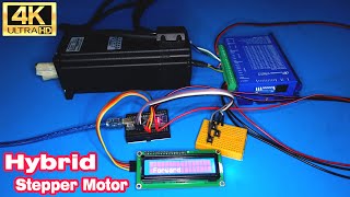 Control hybrid stepper motor with Arduino + 1602 display + push button
