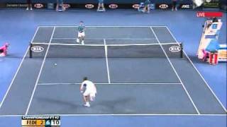 Federer's crazy drop shot in a grand slam championship point