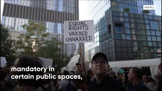 Anti-vaccine mandate protesters chant 'Defund the media' outside New York Times offices