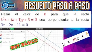 ???? Encuentra el valor de k…ecuación de la recta: Ecuación + pendiente perpendicular