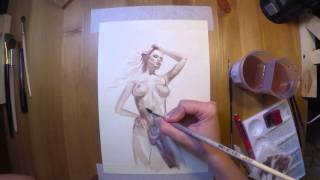 Рисунок в стили НЮ «Nude in Art» Timelapse video