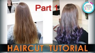 Haircut in pointing technique part 1 (Женская стрижка длинных волос в технике пойнтинг)