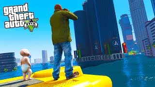 РЕАЛЬНАЯ ЖИЗНЬ В GTA 5 — СПАСАЕМСЯ С СЫНОМ ОТ ЦУНАМИ! ВЕСЬ ГОРОД ЗАТОПЛЕН ГТА 5 МОДЫ! GTA 5 mods