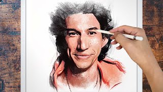 Illustration drawing with lines only_Use Procreate & iPad pro【Adam Driver_StarWars_Kylo Ren】1x speed