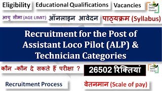 RRB Recruitment Assistant Loco Pilot (ALP) & Technician Categories notification 2018