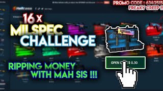 OPENING 20x MILSPEC CHALLENGE HELLCASE.COM !! RIPPING MONEY WITH MY SIS