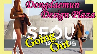 Crossdresser Going Out | Brown Coat, Mini Dress & Pink High Heels |  Dongdaemun Design Plaza (DDP)