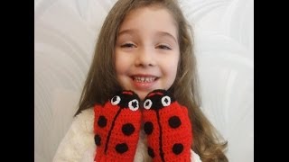 ВАРЕЖКИ "Божьи коровки" Вязание крючком MITTENS made CROCHET