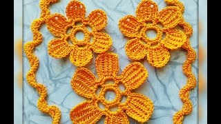 Уроки вязания - Цветок крючком - Ирландское кружево - Flower for Irish lace - How to crochet flower
