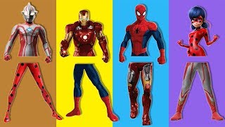 Wrong Body Ladybug Ultraman Ribut Spiderman Ironman Finger Family Song Nursery Rhymes for Children