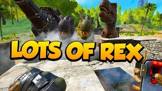 LOTS OF REXES IN THIS C4 RAID! - Ark Survival Evolved Island PVP #30
