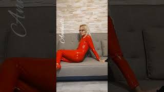 Ania- giaro red outfit ️ #shorts #feet #shiny