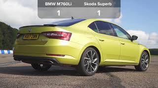 Review Cars BMW M760Li vs Skoda Superb 280 DRAG RACE, OVERTAKE, BRAKE & LUXURY challenge | Expensiv