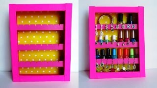 DIY Jewelry Holder | Earrings Holder & Nail Polish Rack - Recycling Cardboard Boxes