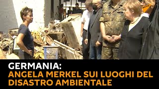 #AngelaMerkel sui luoghi del #disastro ambientale in #Germania