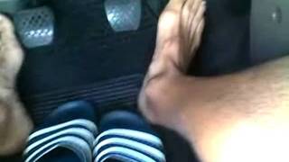 Driving barefoot in my adidas sandals