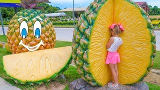 Настя и папа - Учим названия экзотических фруктов Nastya learning names of fruits