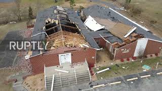 USA: Drone footage captures devastation in Mayfield in wake of deadly tornadoes
