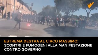 Estrema destra al Circo Massimo: scontri e fumogeni alla manifestazione contro governo