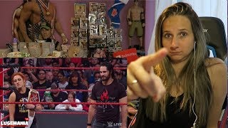 Becky Lynch and Seth Rollins set up for Mixed Tag 6/24/19