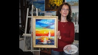 Море мастихином. Мастер класс картина маслом. Морской пейзаж