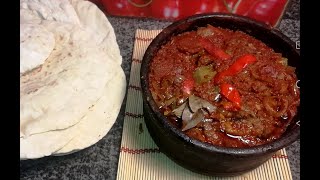 طجن اللحم الضأن فى الفخار الاصلى مع العيش الفلاحى - Mutton casserole