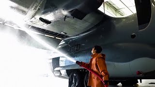 Here's is the Process of Cleaning Aircraft C-130 Hercules