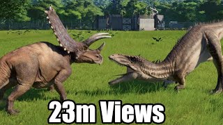 Pentaceratops(Modified) VS Carcharodontosaurus, Spinoraptor, Indoraptor, Giganotosaurus - JWE