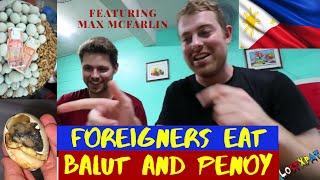 American's First time Eating Isaw, Balut, and Penoy in the Philippines+Carinderia Classic Dinner.