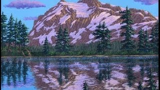 Dipingere una montagna e lago 3 con Acrilici su tela