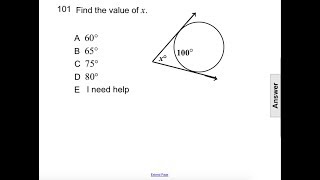 Geometry Circles Tangents & Secants Pt 4 Q101