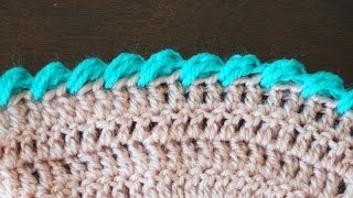 Кайма "Рачий шаг" из пышных столбиков/Puff stitch reverse  crochet