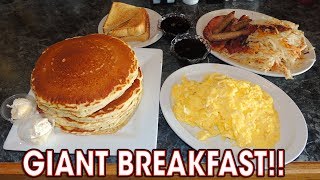 Classic Breakfast Challenge w/ Pancakes, Bacon, & Eggs!!